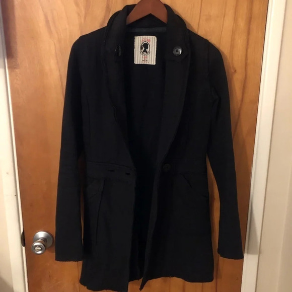 Vintage y2k Black Sweatshirt Jacket Shacket Fall Classic Loungewear Jacket basic - Picture 2 of 4